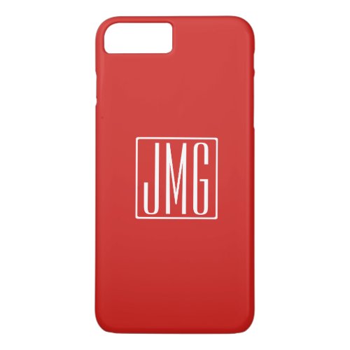 3 Initials Monogram  Red  White or diy color iPhone 8 Plus7 Plus Case