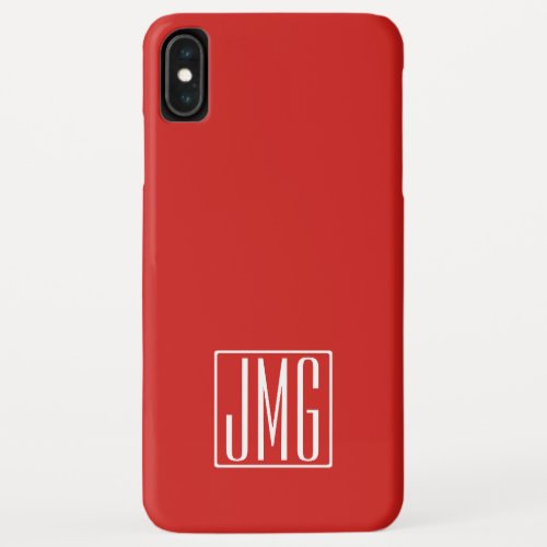 3 Initials Monogram  Red  White or diy color iPhone XS Max Case