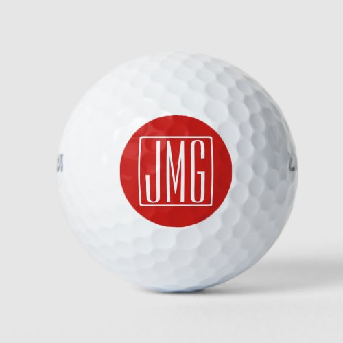 3 Initials Monogram  Red  White or diy color Golf Balls