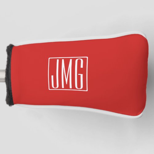 3 Initials Monogram  Red  White or diy color Golf Head Cover