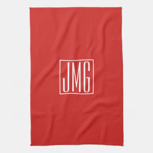 3 Initials Monogram  Red  White or diy color Kitchen Towel