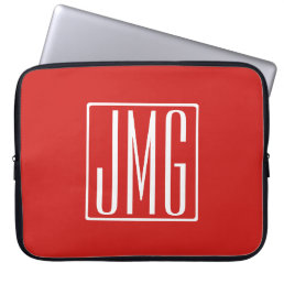 3 Initials Monogram | Red &amp; White (or diy color) Laptop Sleeve