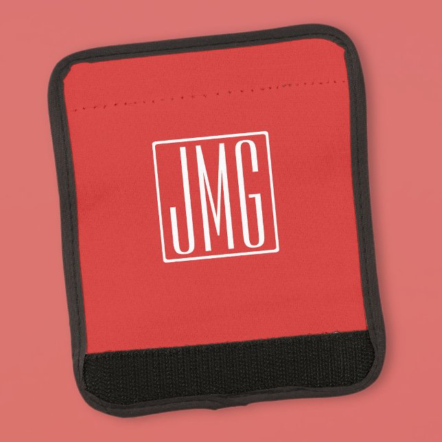 3 Initials Monogram | Red & White (or diy color) Luggage Handle Wrap (Creator Uploaded)