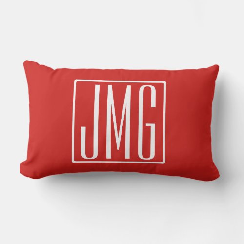 3 Initials Monogram  Red  White or diy color Lumbar Pillow