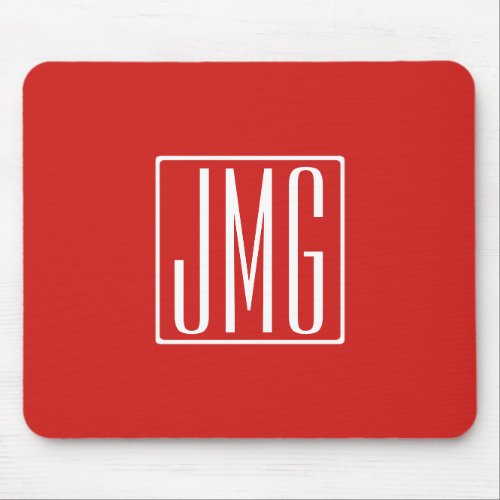3 Initials Monogram  Red  White or diy color Mouse Pad