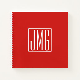 3 Initials Monogram | Red &amp; White (or diy color) Notebook