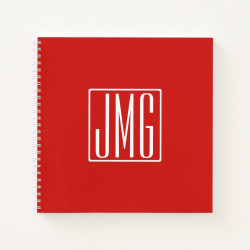3 Initials Monogram  Red  White or diy color Notebook