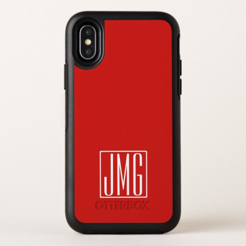 3 Initials Monogram  Red  White or diy color OtterBox Symmetry iPhone X Case