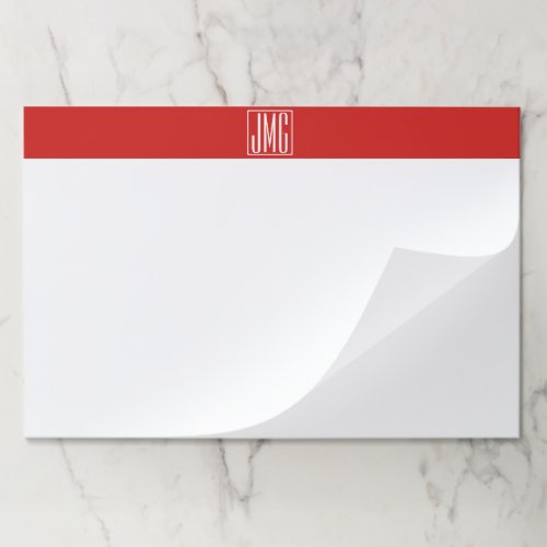 3 Initials Monogram  Red  White or diy color Paper Pad