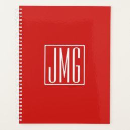 3 Initials Monogram | Red &amp; White (or diy color) Planner