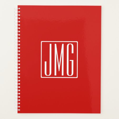 3 Initials Monogram  Red  White or diy color Planner