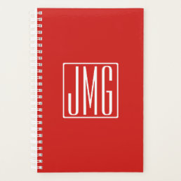 3 Initials Monogram | Red &amp; White (or diy color) Planner