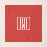 3 Initials Monogram | Red & White (or diy color) Scarf<br><div class="desc">Your three initials monogrammed.</div>