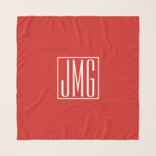 3 Initials Monogram Red & White (or diy color) Scarf