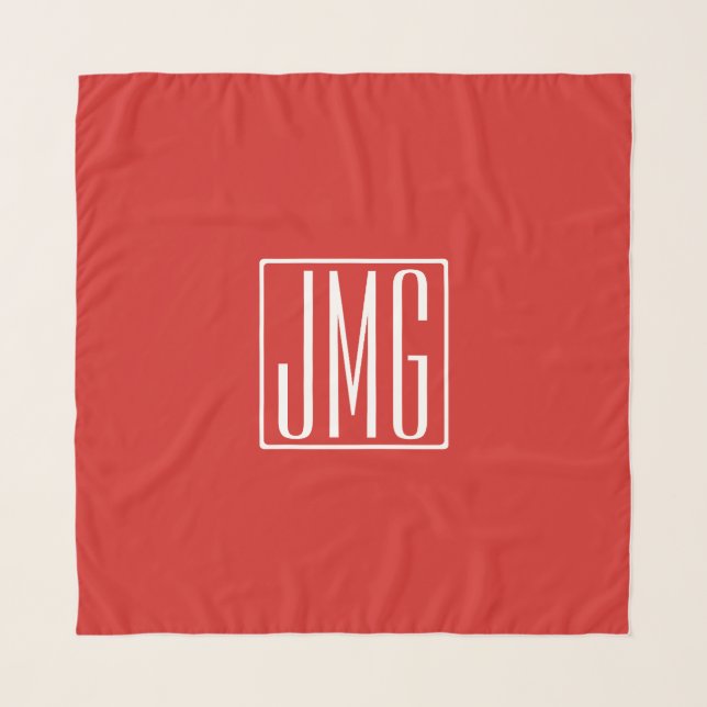 3 Initials Monogram | Red & White (or diy color) Scarf (Front (Horizontal))
