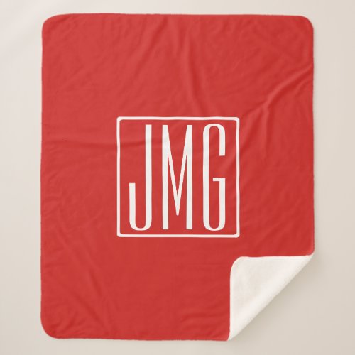 3 Initials Monogram  Red  White or diy color Sherpa Blanket