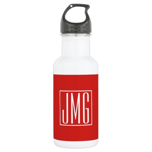 3 Initials Monogram  Red  White or diy color Stainless Steel Water Bottle