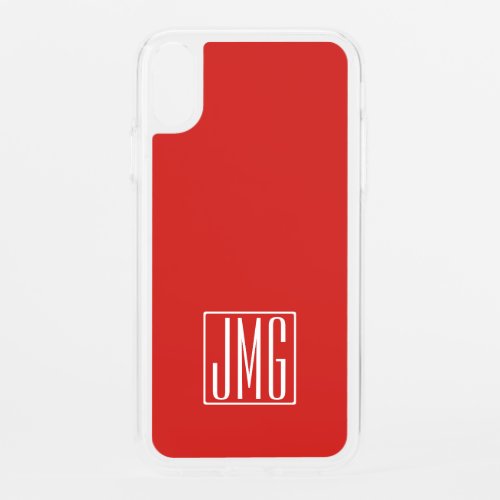 3 Initials Monogram  Red  White or diy color iPhone XR Case