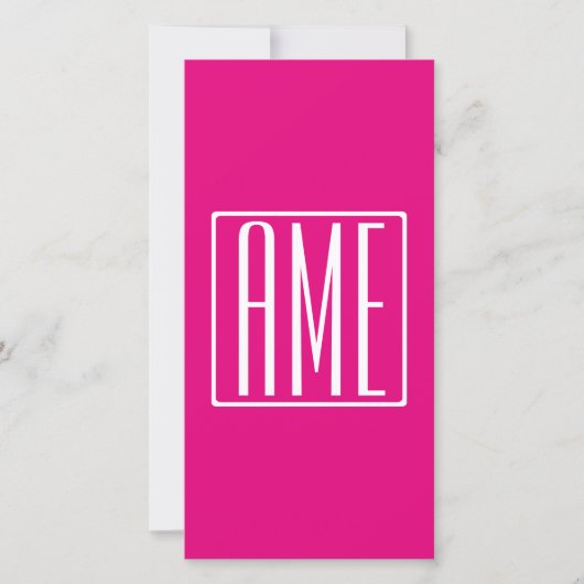 3 Initials Monogram | White On Hot Pink (Front)