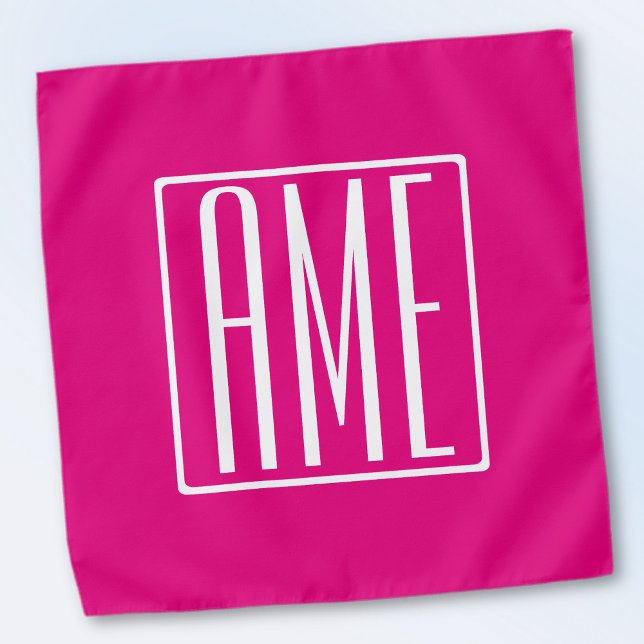 3 Initials Monogram | White On Hot Pink Bandana (Creator Uploaded)