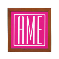 3 Initials Monogram | White On Hot Pink