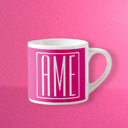 3 Initials Monogram | White On Hot Pink Espresso Cup