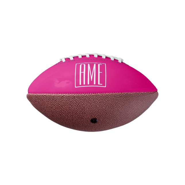 3 Initials Monogram | White On Hot Pink Football (Rotated 270)