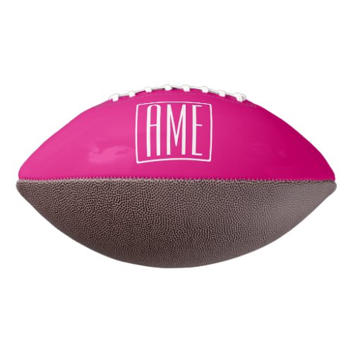 3 Initials Monogram  White On Hot Pink Football