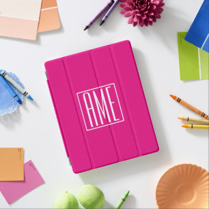 3 Initials Monogram   White On Hot Pink iPad Smart Cover