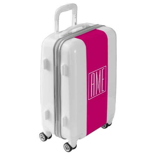 3 Initials Monogram  White On Hot Pink Luggage