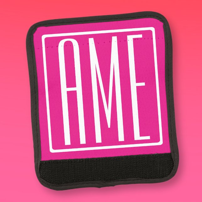 3 Initials Monogram | White On Hot Pink Luggage Handle Wrap (Creator Uploaded)