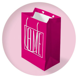 3 Initials Monogram White On Hot Pink Medium Gift Bag