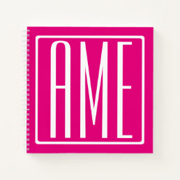 3 Initials Monogram | White On Hot Pink Notebook