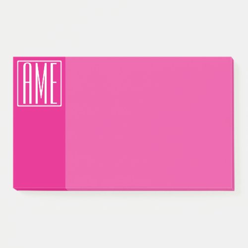 3 Initials Monogram  White On Hot Pink Post_it Notes