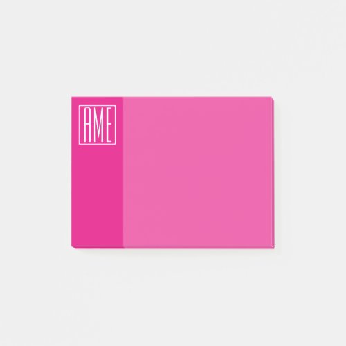 3 Initials Monogram  White On Hot Pink Post_it Notes
