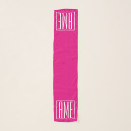 3 Initials Monogram | White On Hot Pink Scarf