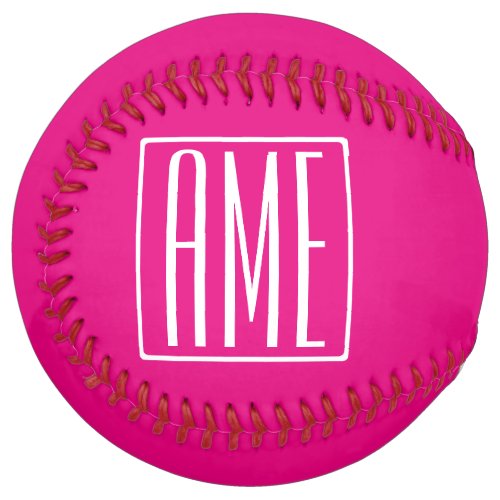 3 Initials Monogram  White On Hot Pink Softball