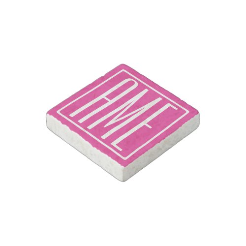 3 Initials Monogram  White On Hot Pink Stone Magnet