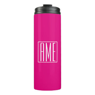 3 Initials Monogram White On Hot Pink Thermal Tumbler