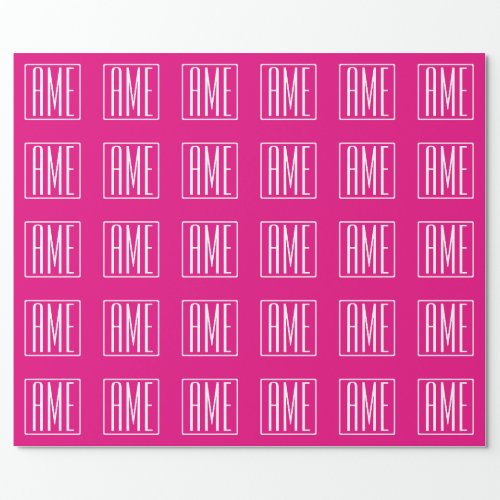 3 Initials Monogram  White On Hot Pink Wrapping Paper