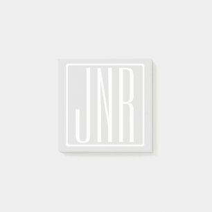 3 Initials Monogram White & Very Light Grey Post-it Notes