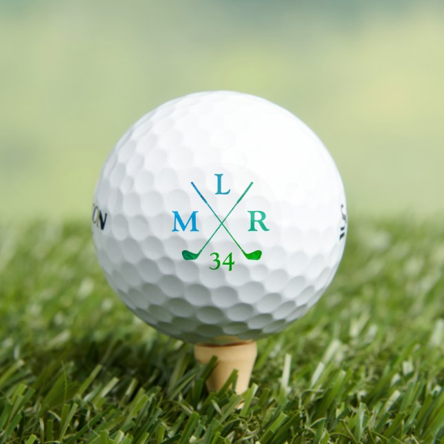 3 Initials Personalized Cool Monogram Golf Balls (Insitu Tee)