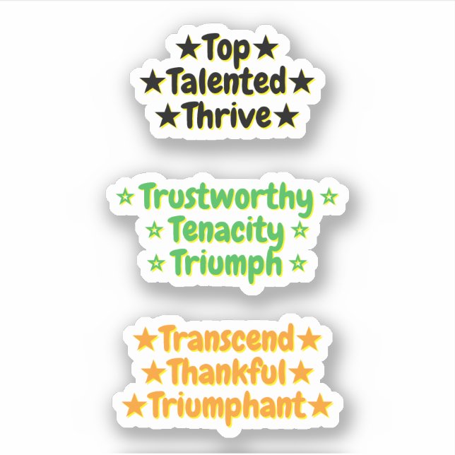 3 Inspirational Words That Start With T Stickers (Front)