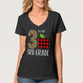 3 Is For 3rd Grade Teacher Leopard Buffalo Plaid S T-Shirt