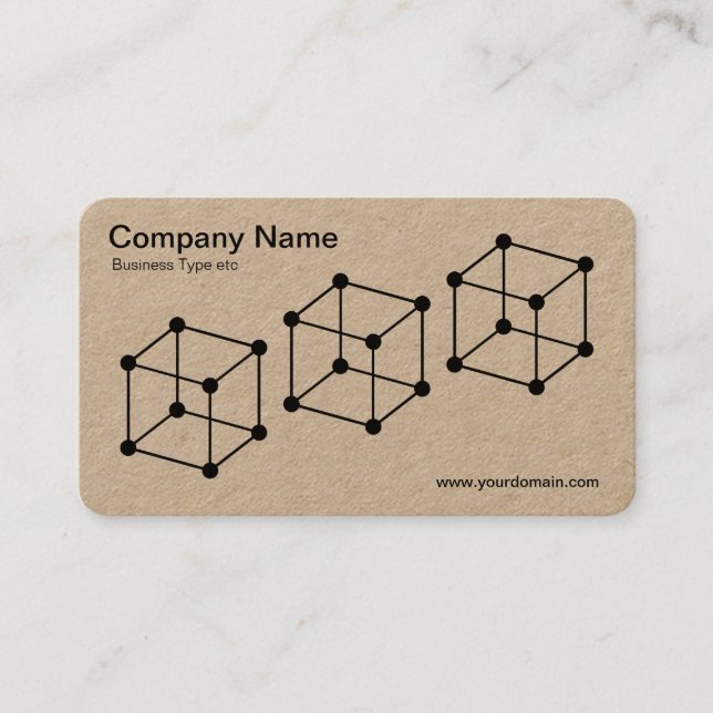 3 Isometric Cubes - Black on Kraft Business Card (Front)