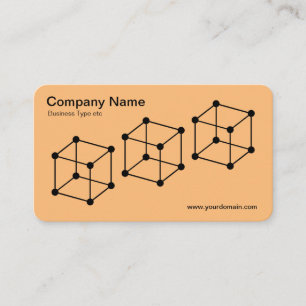 3 Isometric Cubes - Black on Lt Orange Business Card