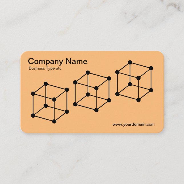 3 Isometric Cubes - Black on Lt Orange Business Card (Front)