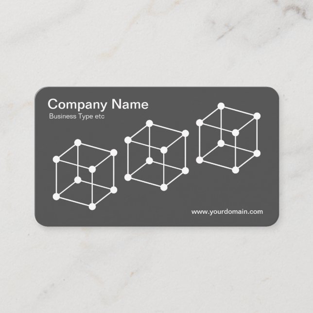 3 Isometric Cubes - White on Gray Business Card (Front)
