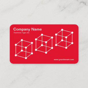 3 Isometric Cubes - White on Red Business Card