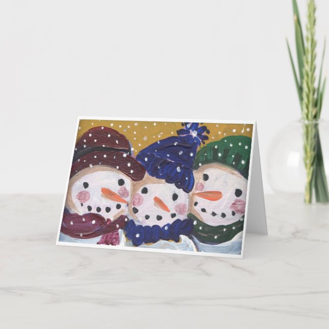 3 Jolly Snowmen Holiday Card (Front)